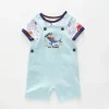 Baby Boys Blue Whale Short Overalls Set