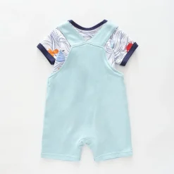 Baby Boys Blue Whale Short Overalls Set