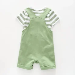 Baby Boys Green Dino Overalls 2 Piece Set