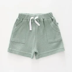 Baby Boys Green Waffle Shorts