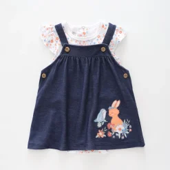 Baby Girls, Denim Look Pinafore Set