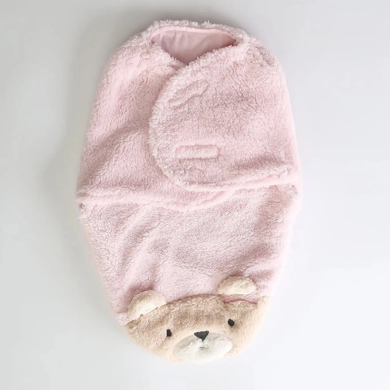 Baby Girls' Pink Teddy Bear Swaddle Wrap
