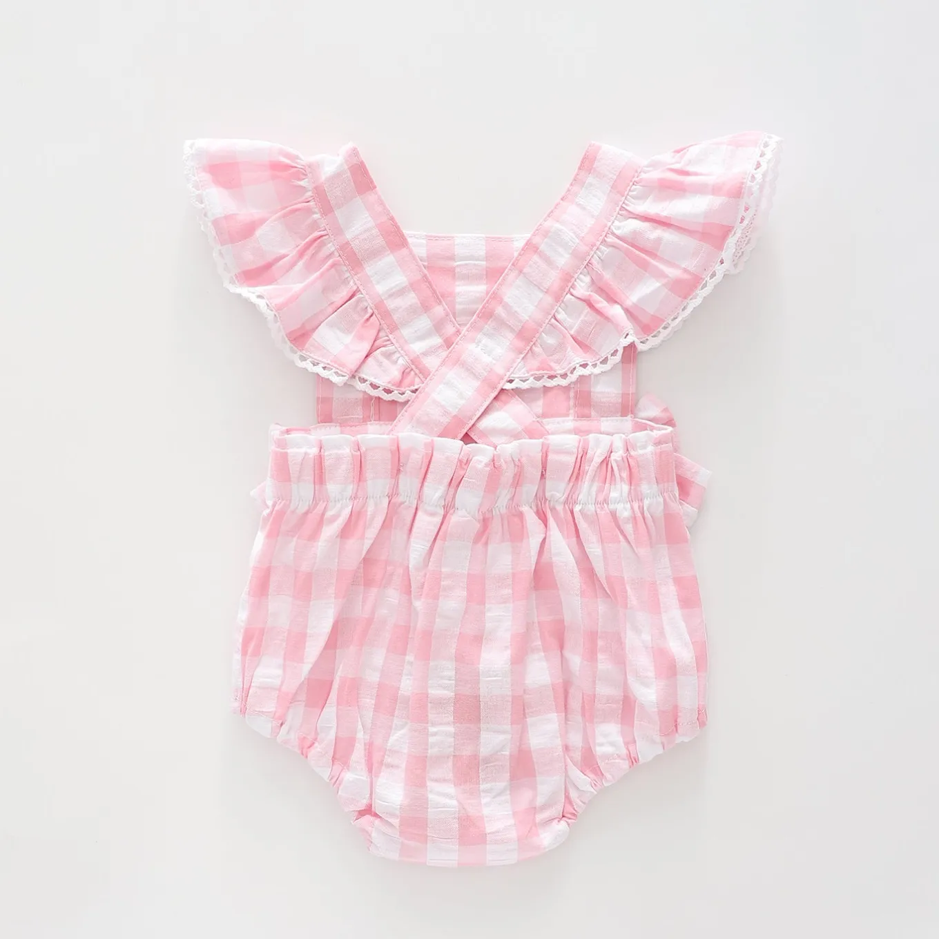Baby Girls Pretty Pink Gingham Sunsuit