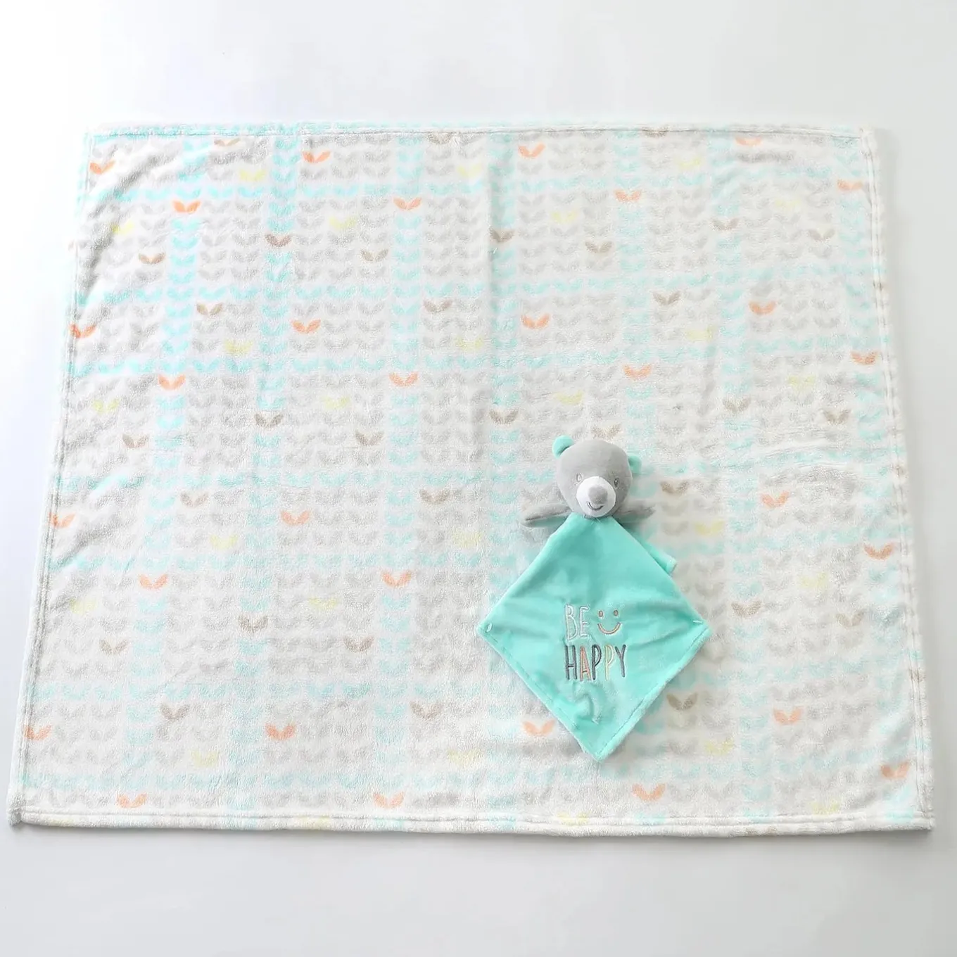 Be Happy Teddy Bear Security Baby Blanket Set