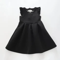 Black Textured, Girls Party Dress