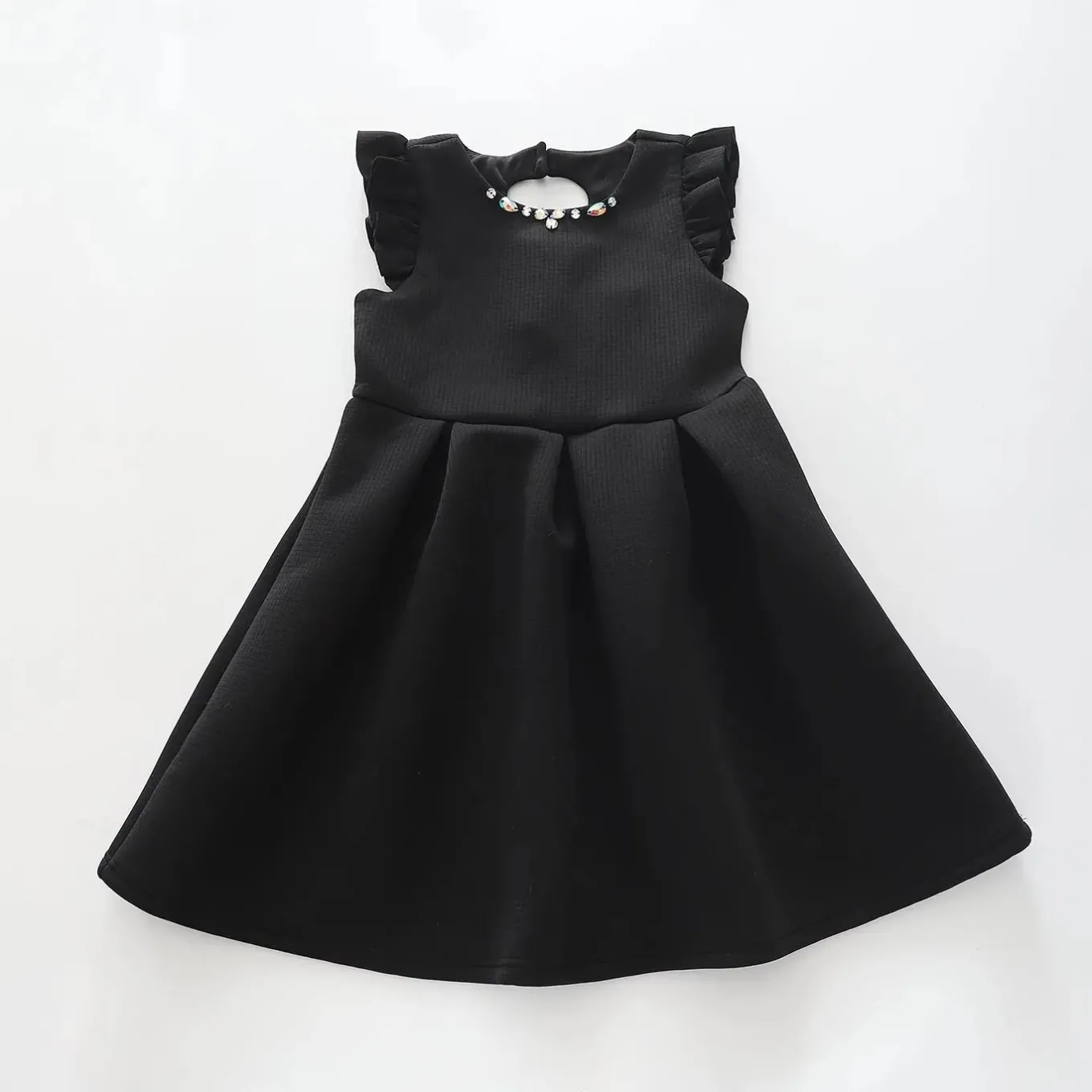 Black Textured, Girls Party Dress