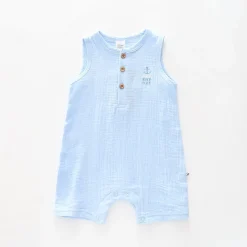Blue Cheesecloth Romper