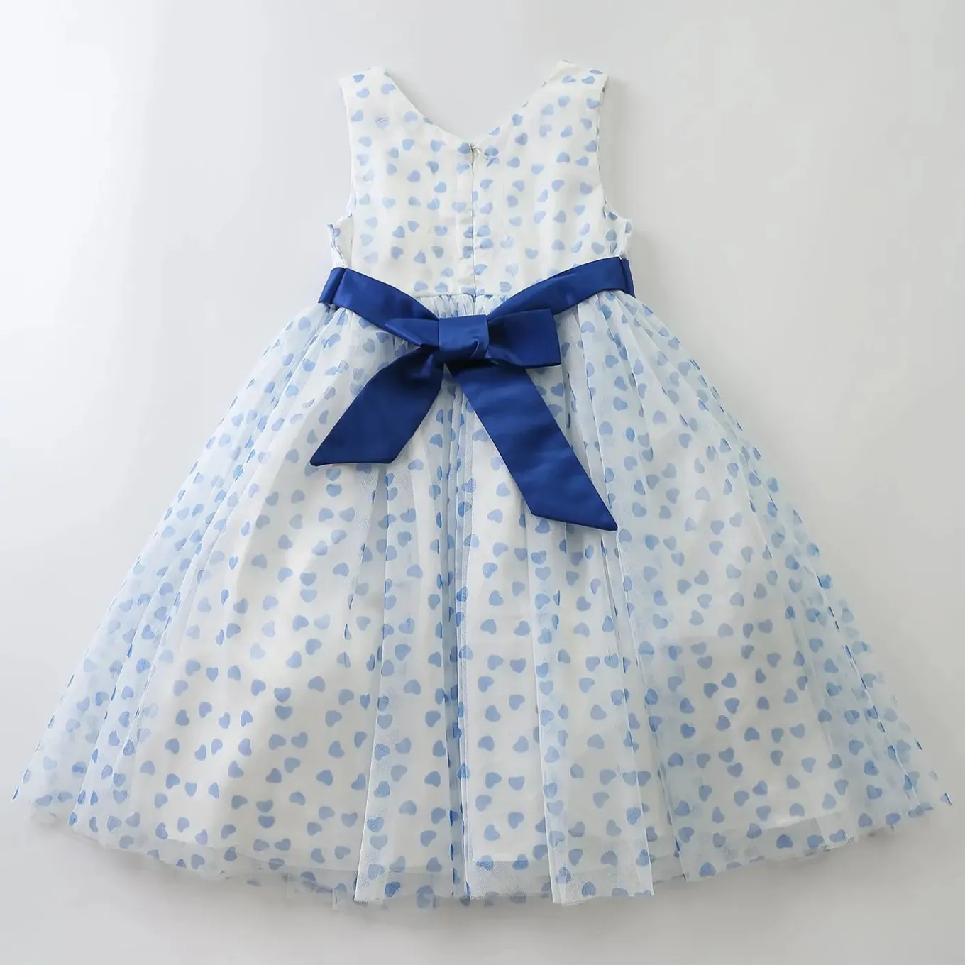 Blue Heart Print Tulle Dress