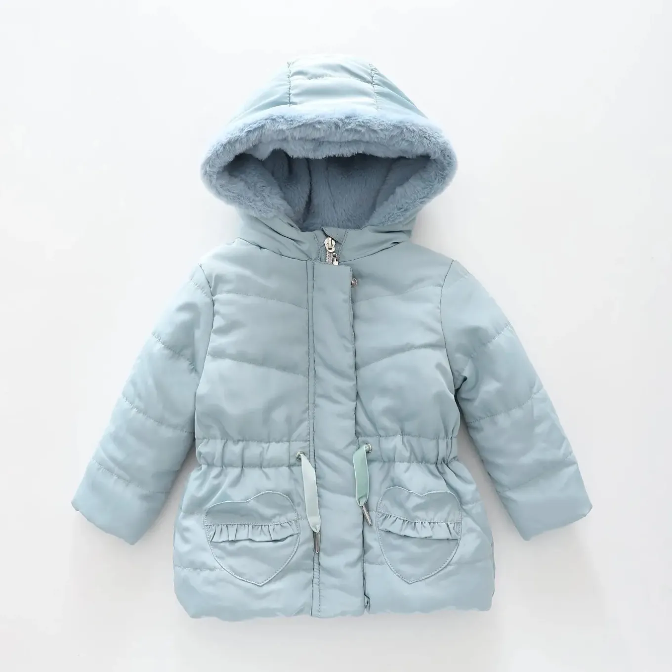 Blue Hearts, Infant Girls Hooded Coat