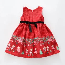 Border Print Christmas Dress