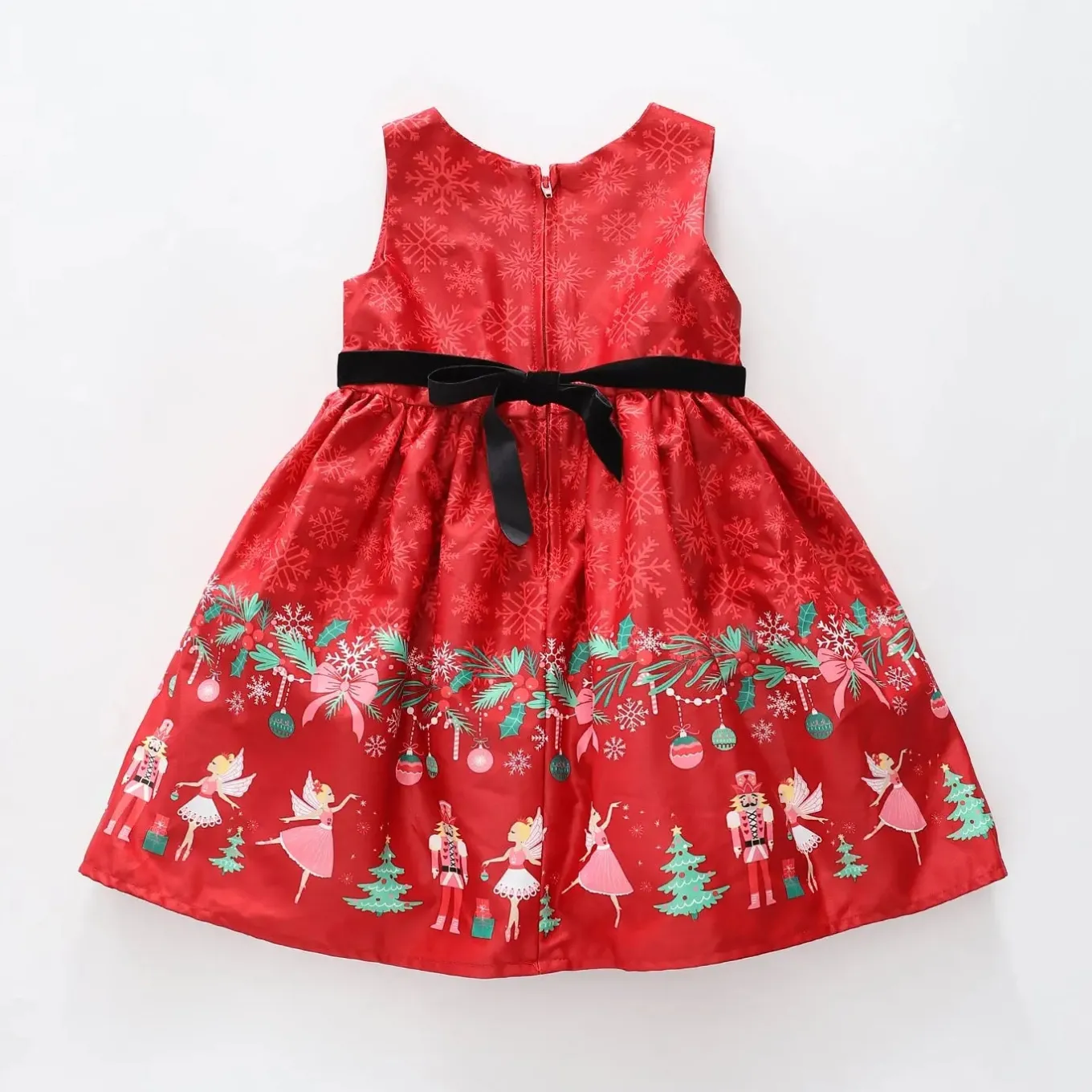 Border Print Christmas Dress