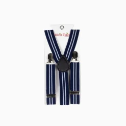 Boy Navy & White Stripe Suspenders