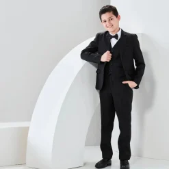 Boys' Formal Black Suit, 4 Piece Set (Size 8 Years to 16 Years)