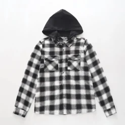 Boys Hooded Flannel Shirt