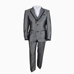 Boy's Luxurious Textured Four Piece Grey Suit 9M-7Y