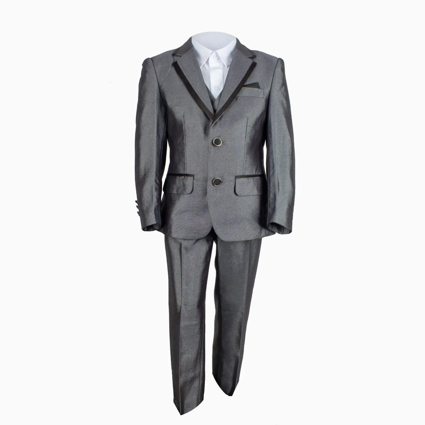 Boy's Luxurious Textured Four Piece Grey Suit 9M-7Y