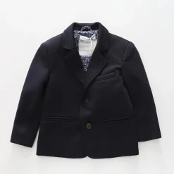 Boys Navy Blue Textured Blazer