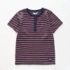 Boy's Navy, Red And White Striped Henley T-shirt