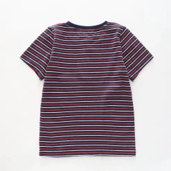 Boy's Navy, Red And White Striped Henley T-shirt
