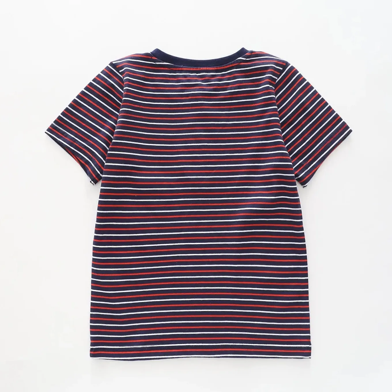 Boy's Navy, Red And White Striped Henley T-shirt