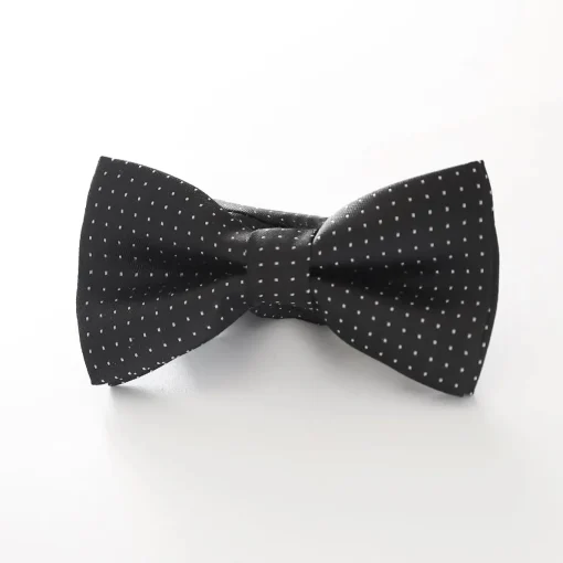 Boys' Patterned Bowtie - Black and White Spot