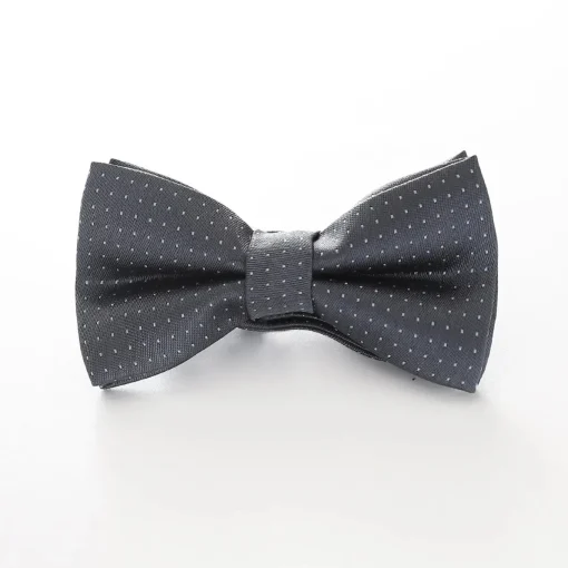 Boys' Patterned Bowtie - Grey and White Spot