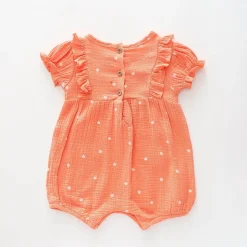 Coral Cheesecloth Onesie
