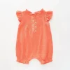 Coral Cheesecloth Romper