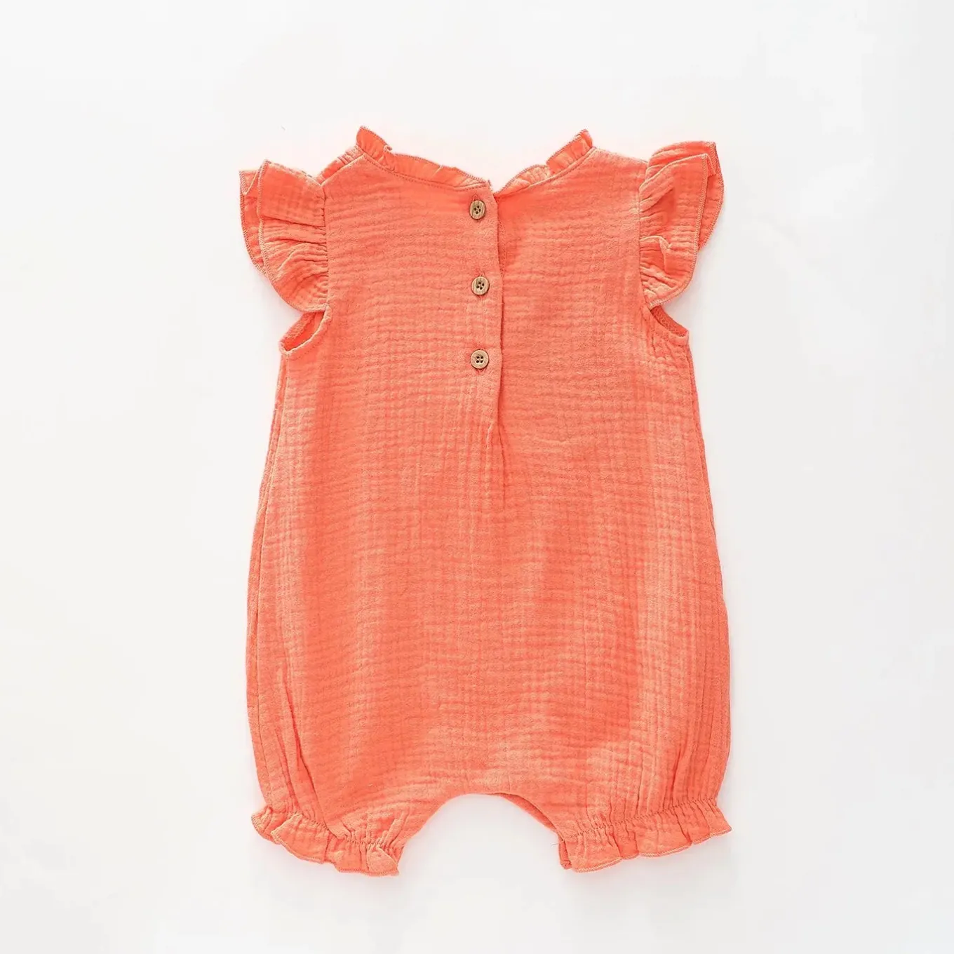 Coral Cheesecloth Romper