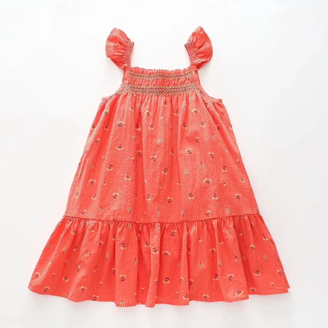 Coral Seersucker Sundress