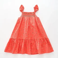 Coral Seersucker Sundress