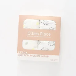 Cotton Muslin Wraps, Grey 2 Pack