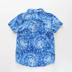 Fresh Blue Tie-Dye Collared Shirt