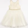 Girl Gold Jacquard Formal Dress