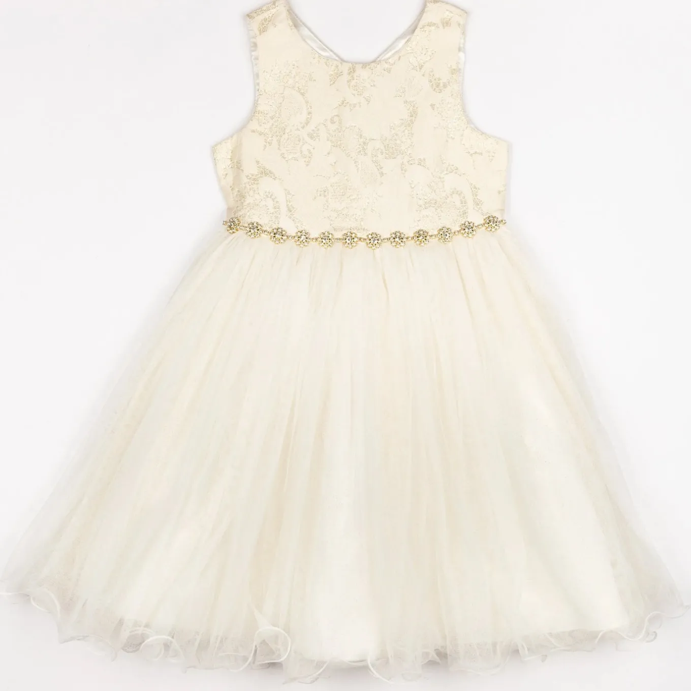 Girl Gold Jacquard Formal Dress