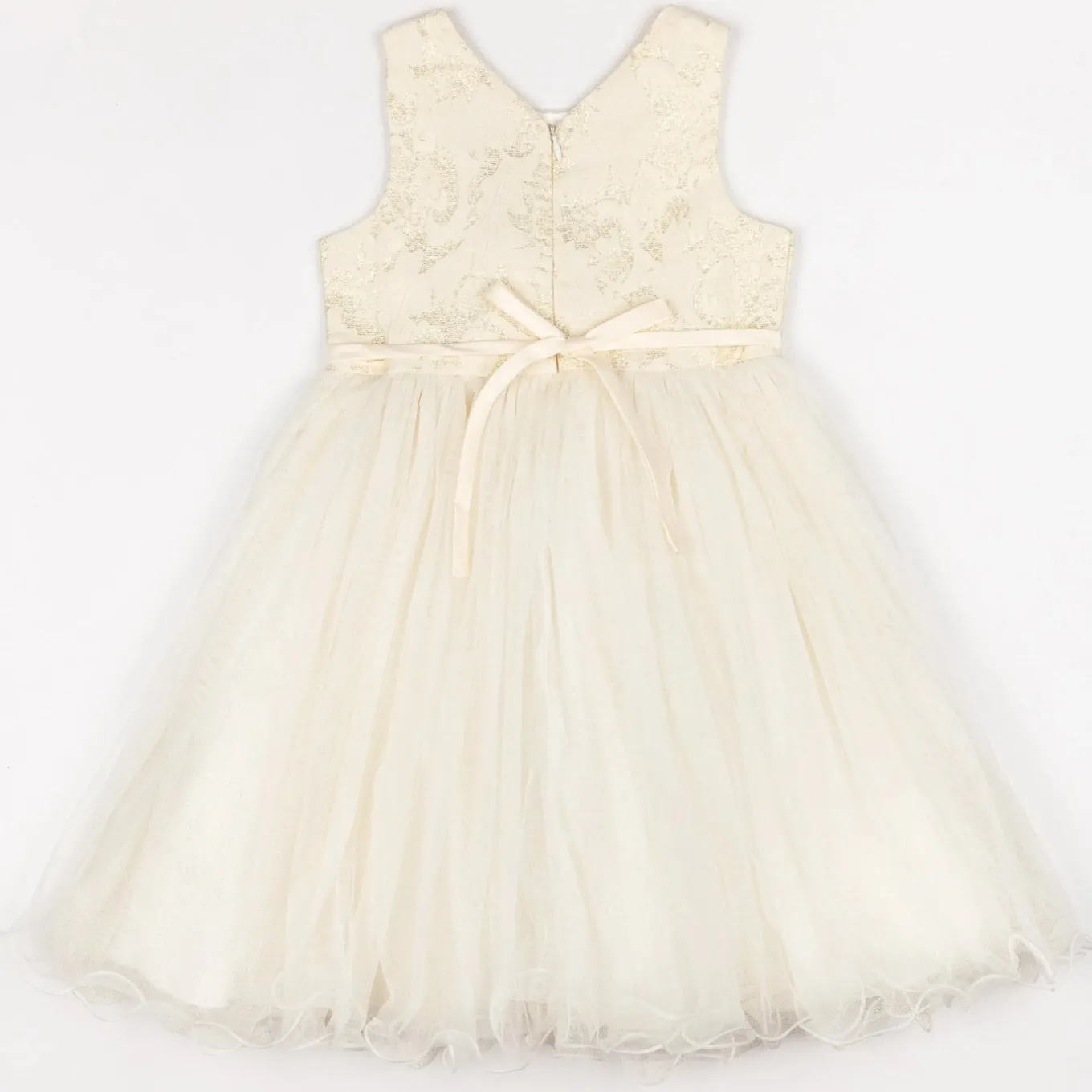 Girl Gold Jacquard Formal Dress