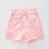 Girl's Baby Pink Shorts With Embroidered Lace Legs
