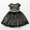 Girls Black and Gold Lace Formal Dress