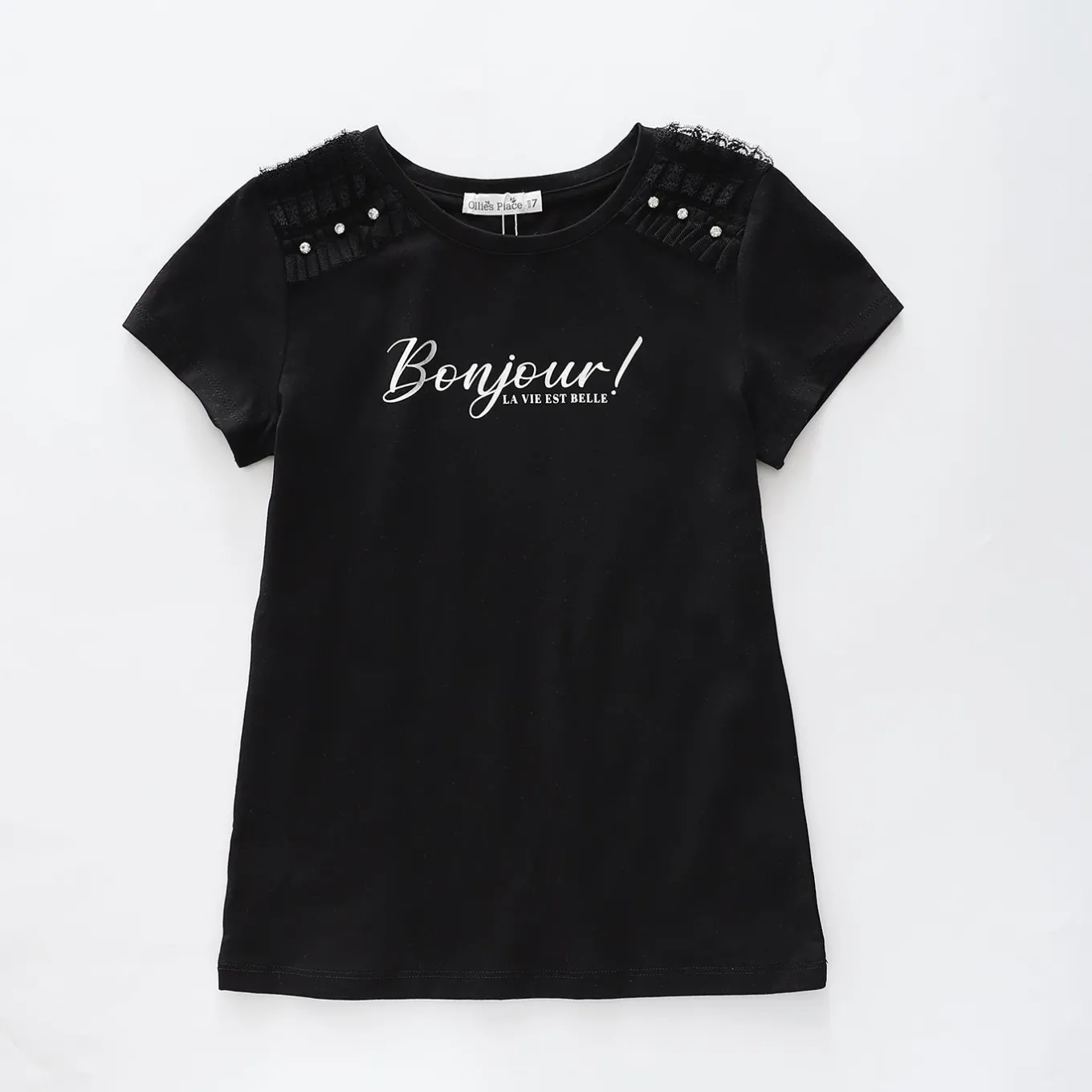 Girls Black Bonjour Top