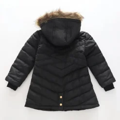 Girls' Black Long Line Puffer Coat