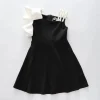 Girls Black One Shoulder Party Dress