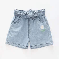 Girl's Blue Denim Daisy Shorts