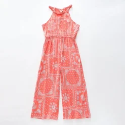 Girls Boho Coral Jumpsuit