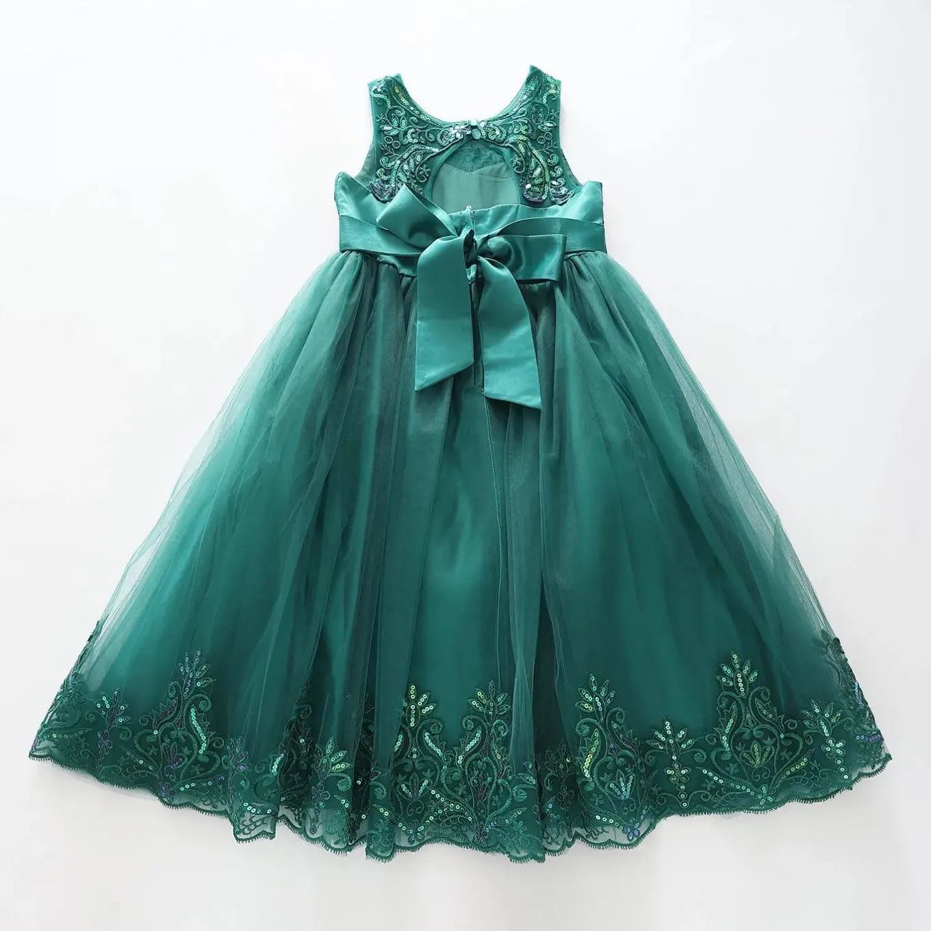 Girls Emerald Green, Sequin Formal Dress