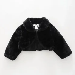 Girls Faux Fur, Black Bolero