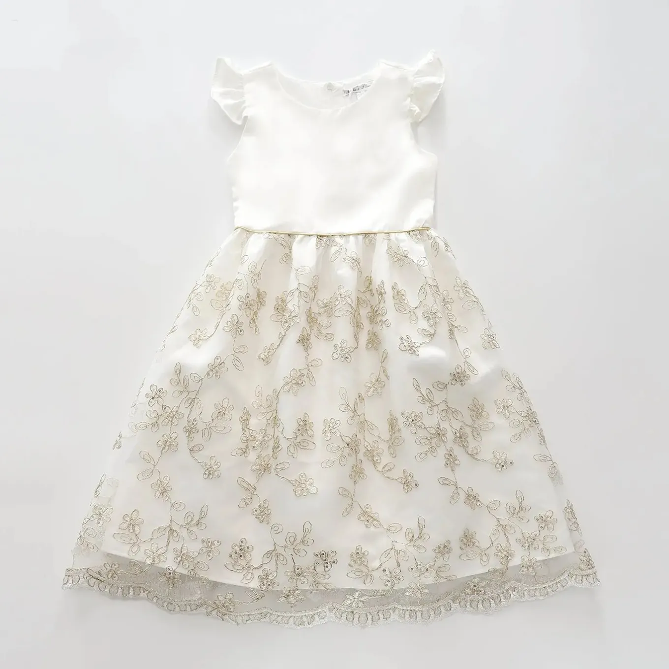 Girls Gold Lace Party Dress