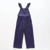 Girl's Navy Blue Linen Overall Jumpsuit