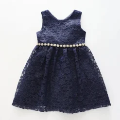 Girls' Navy Lace Dress