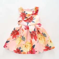 Girls Pink and Yellow Floral Party Dress