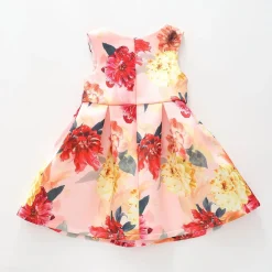 Girls Pink and Yellow Floral Party Dress